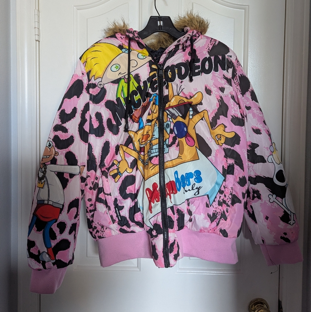 Members only X Nickelodeon Rugrats Catdog Faux Hooded jacket (L)